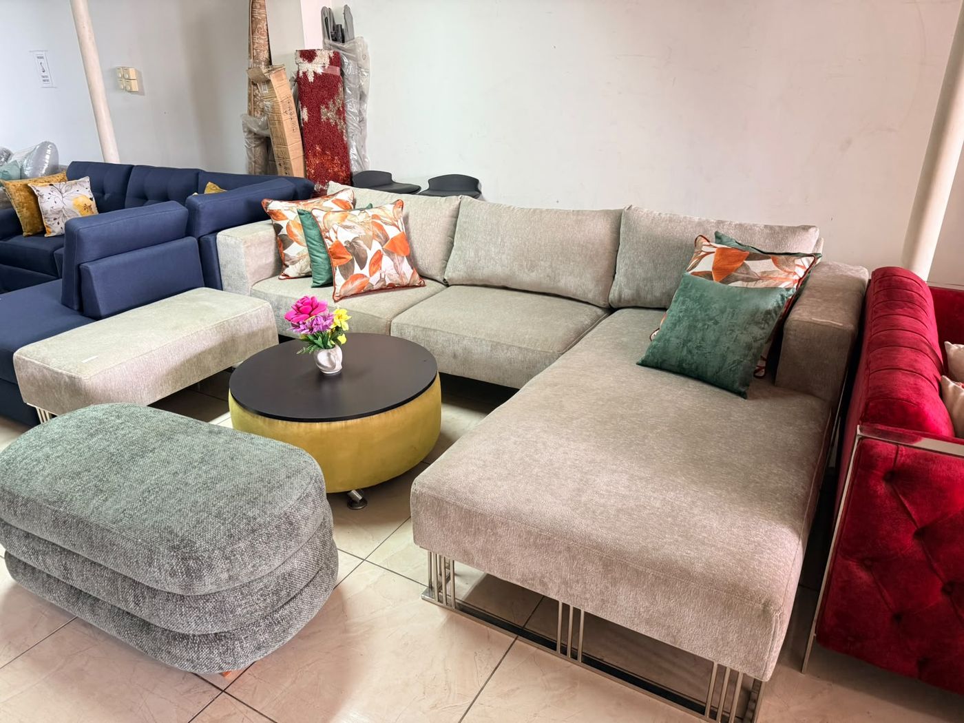Seccional con telas combinadas
